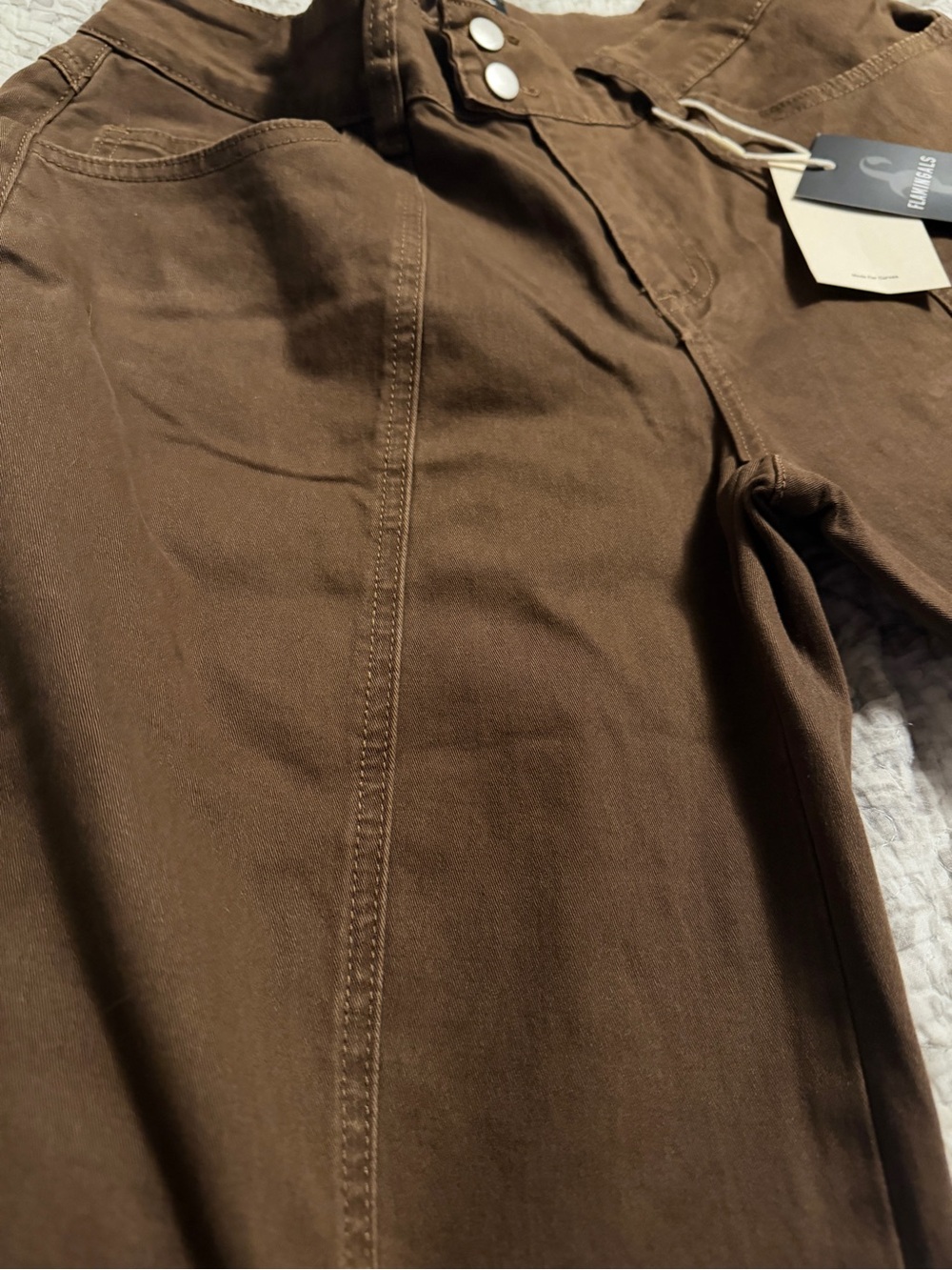 TikTok Famous Flamingals Straight-Leg Pants in Brown - Picture 7 of 10